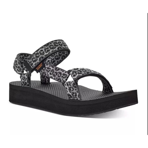 Teva Shoes - Teva Midform Universal Leopard Print Sandals Womens Size 9 Black